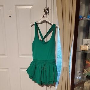 Green Sleeveless Ruffle Dress